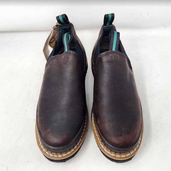 Women's 9.5 Georgia Giant Romeo slip on brown leather work boots GR362 - Picture 5 of 13
